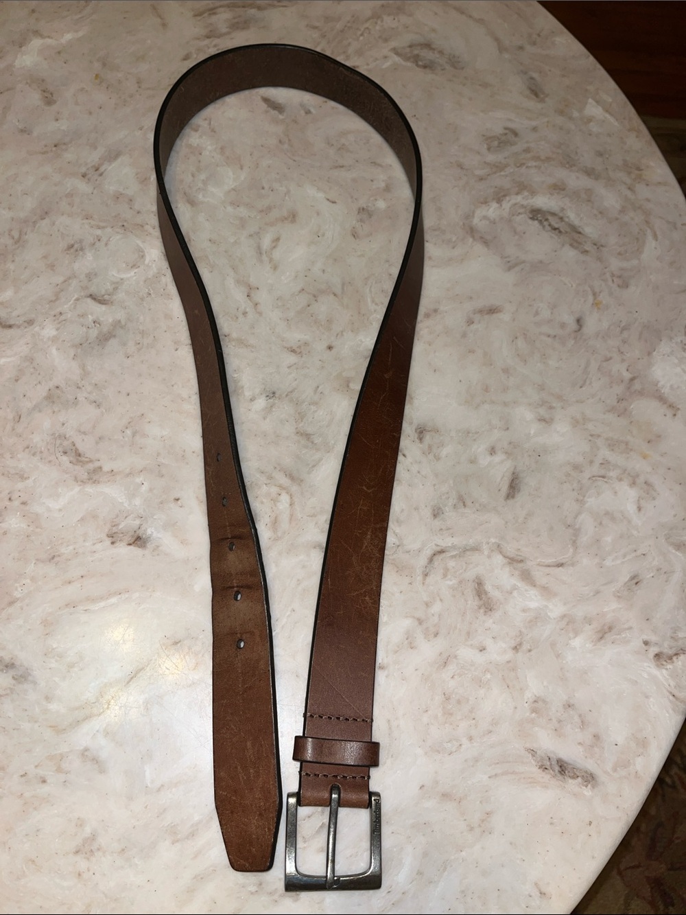 Timberland Brown Leather Men's Belt with Silver Buckle